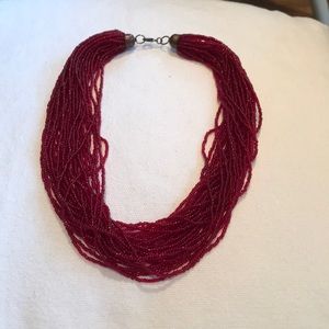 Red beaded statement necklace
